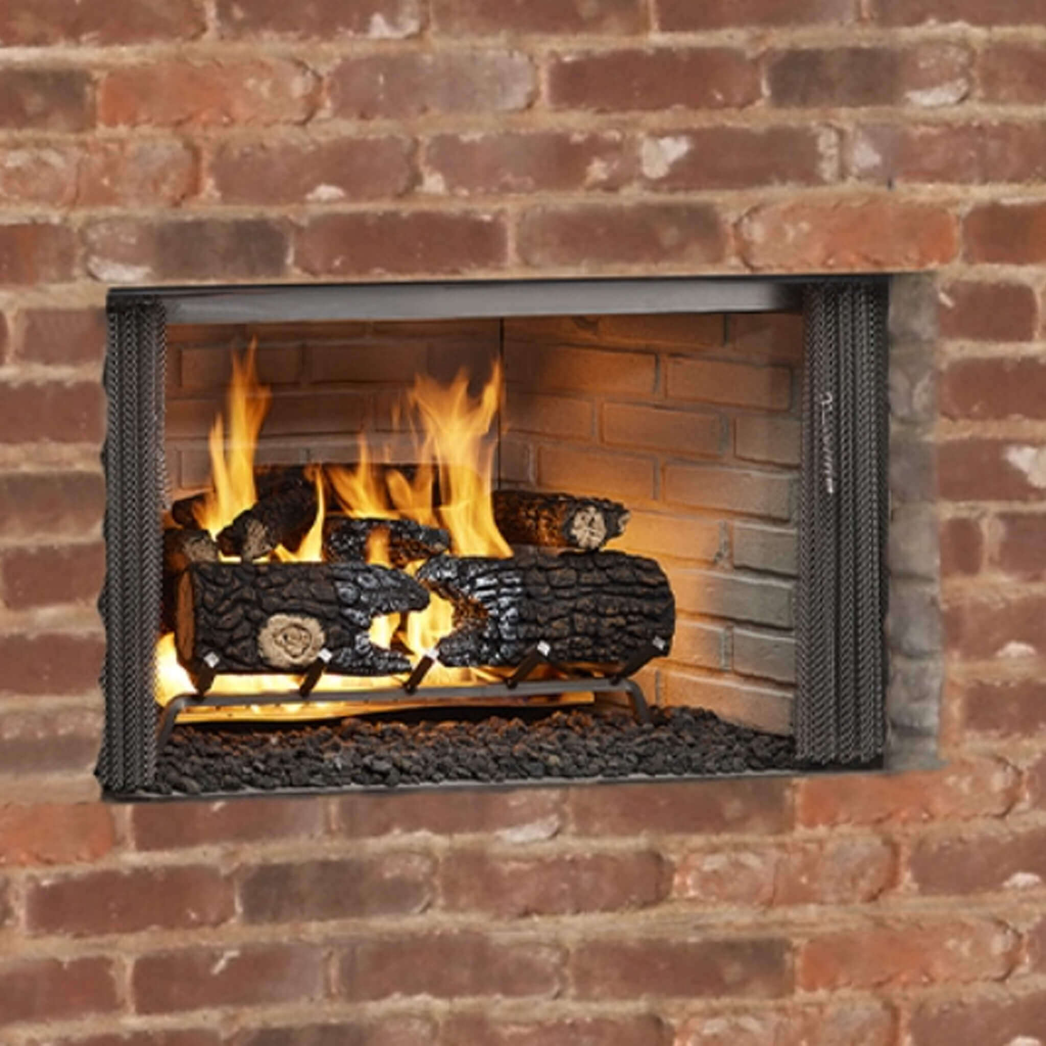 Villawood 42-Inch Traditional Refractory Outdoor Wood Burning Fireplace [ODVILLA-42T-B]