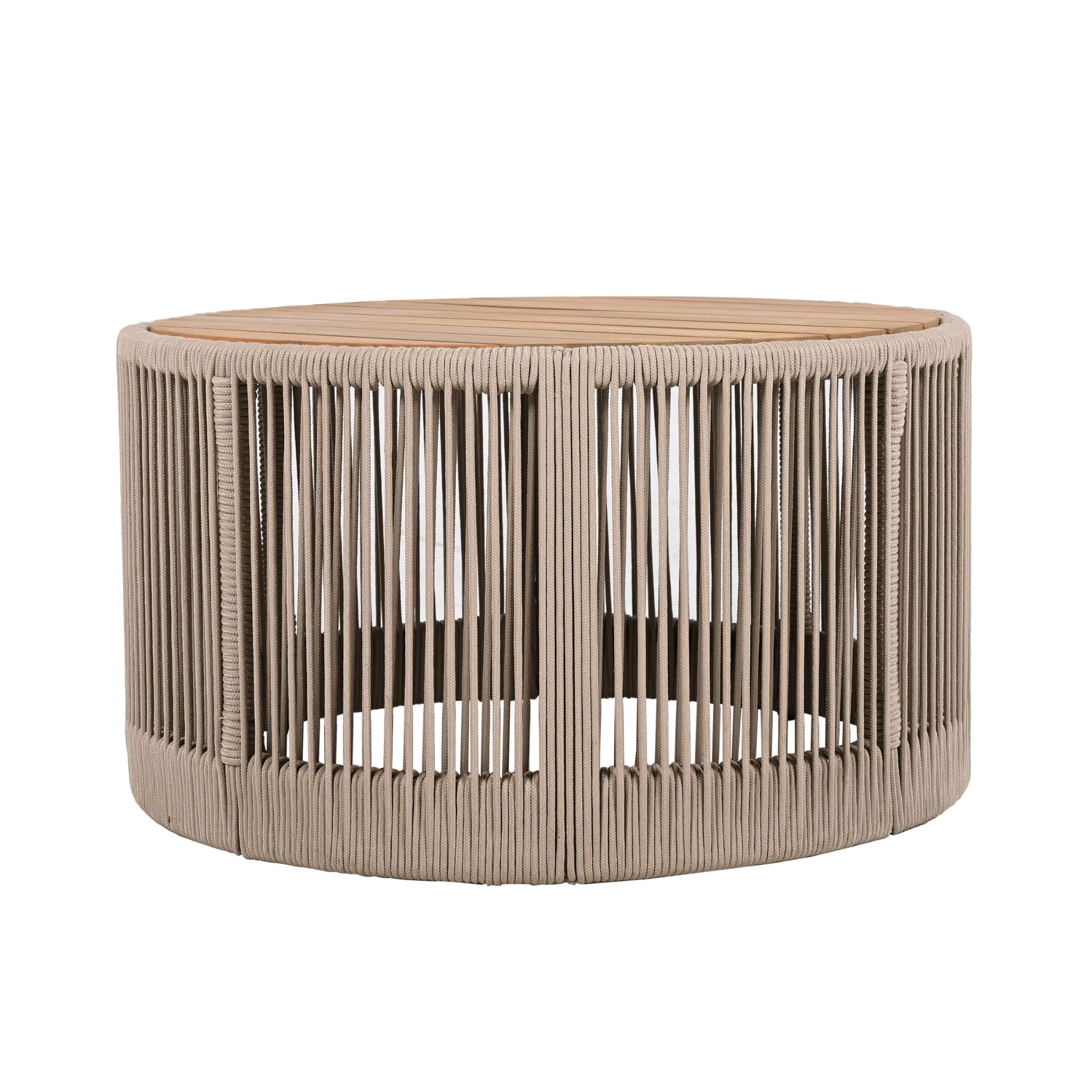Modern Rustic Coffee Table & Side Table with Woven Rope Design