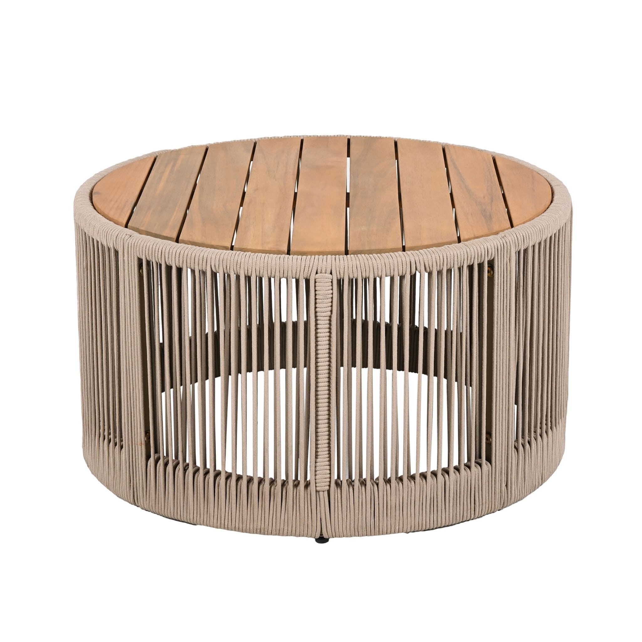 Modern Rustic Coffee Table & Side Table with Woven Rope Design