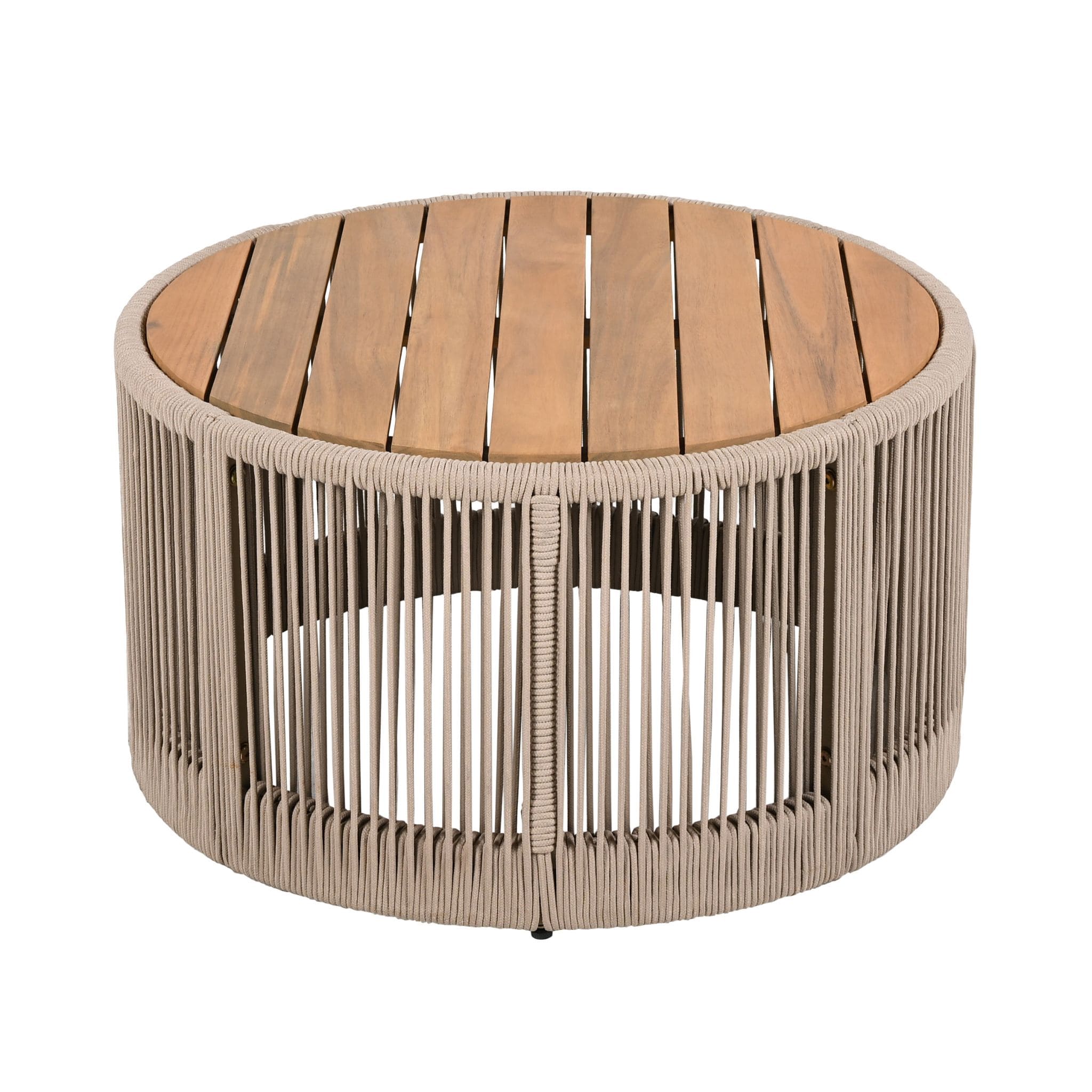 Modern Rustic Coffee Table & Side Table with Woven Rope Design