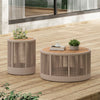 Modern Rustic Coffee Table & Side Table with Woven Rope Design