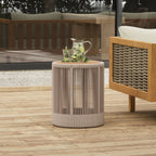 Modern Rustic Coffee Table & Side Table with Woven Rope Design