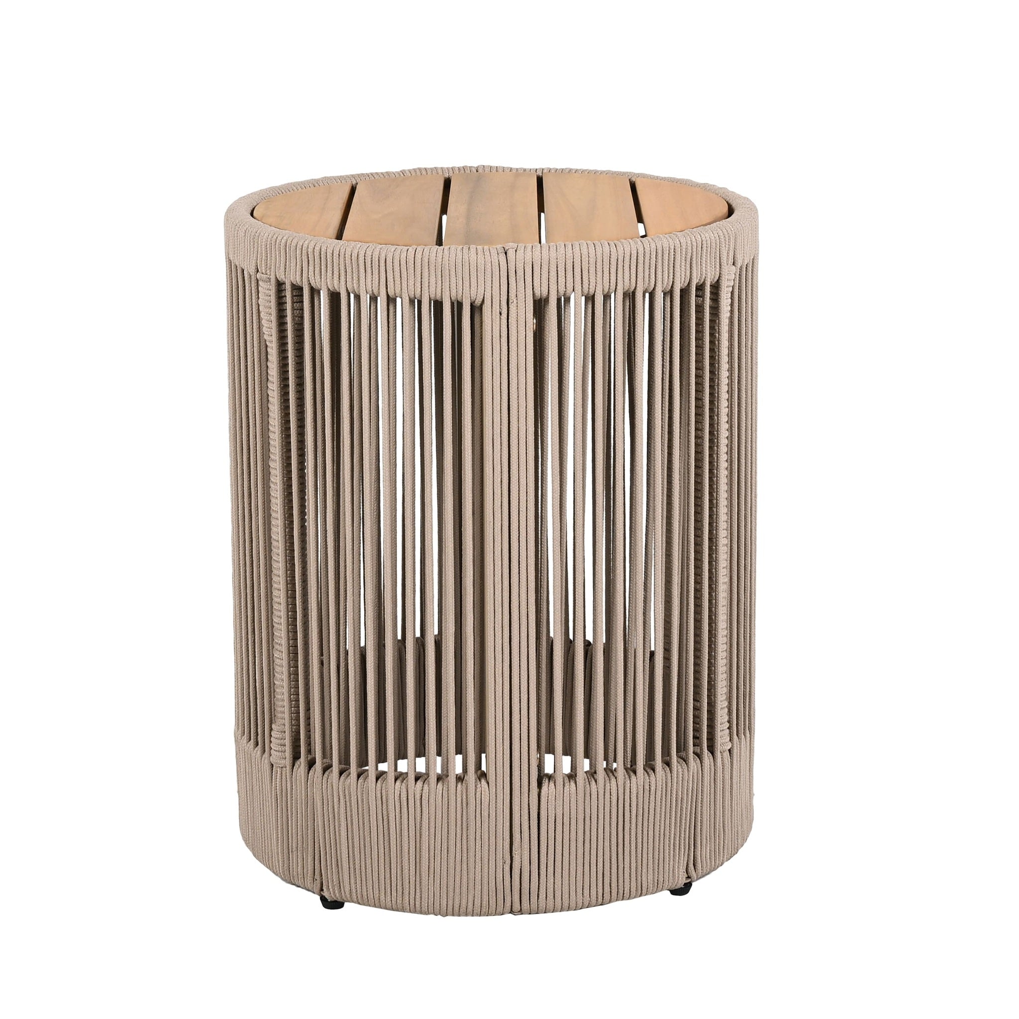 Modern Rustic Coffee Table & Side Table with Woven Rope Design