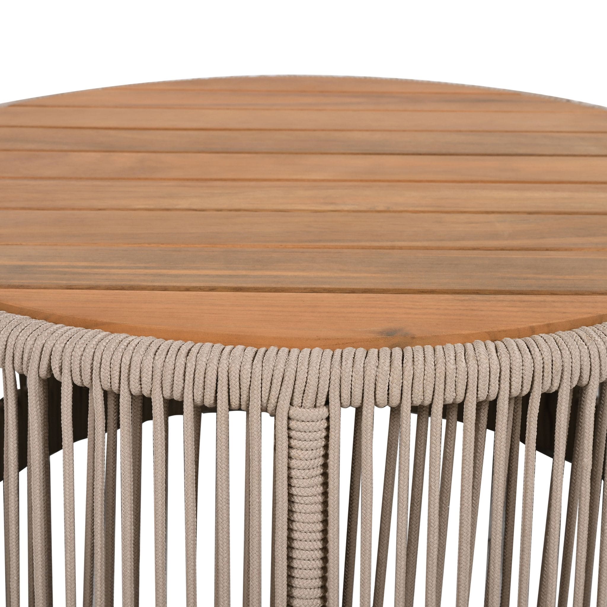 Modern Rustic Coffee Table & Side Table with Woven Rope Design