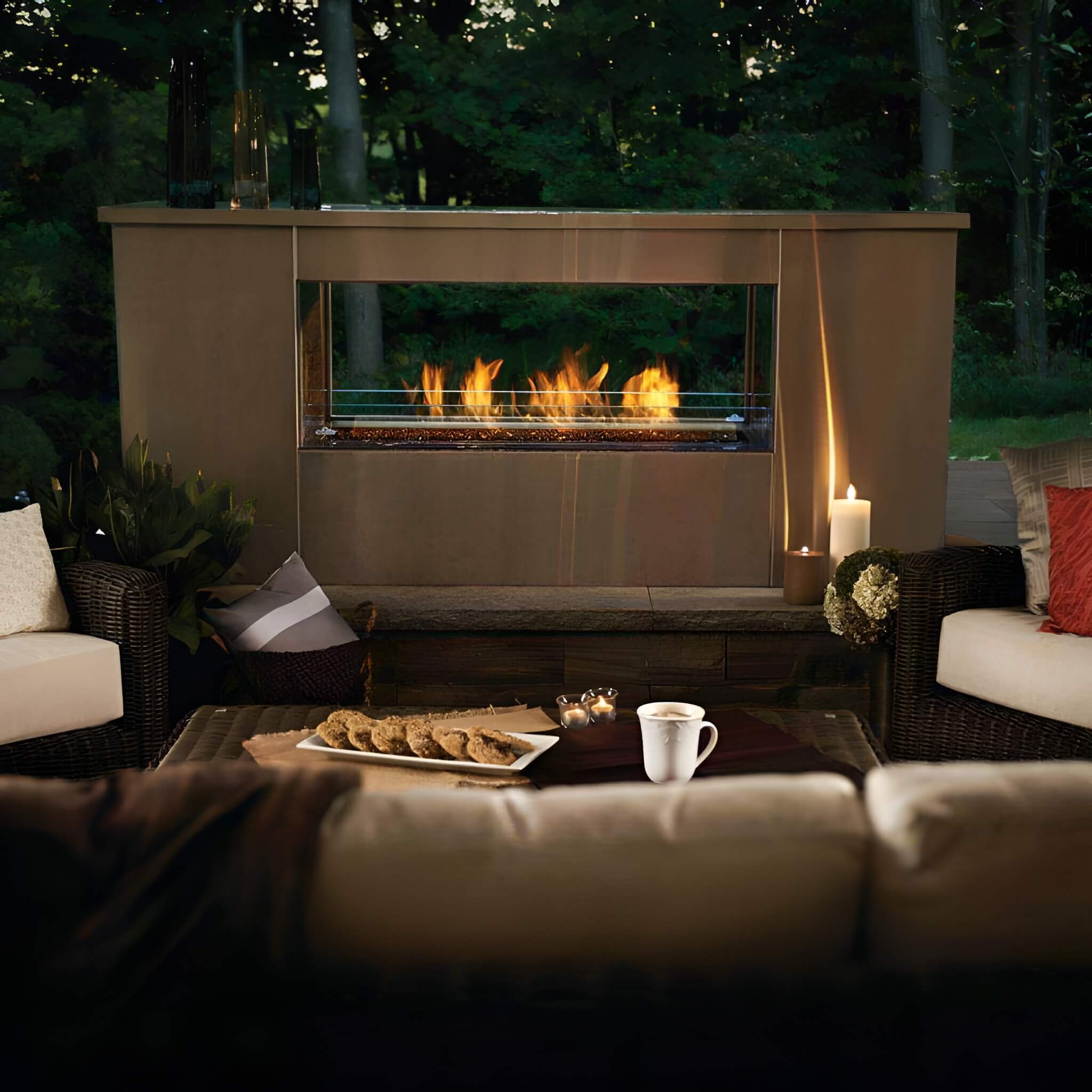 Galaxy 48-Inch Outdoor Linear Single-Sided Electronic Start Natural Gas Fireplace [GSS48E]