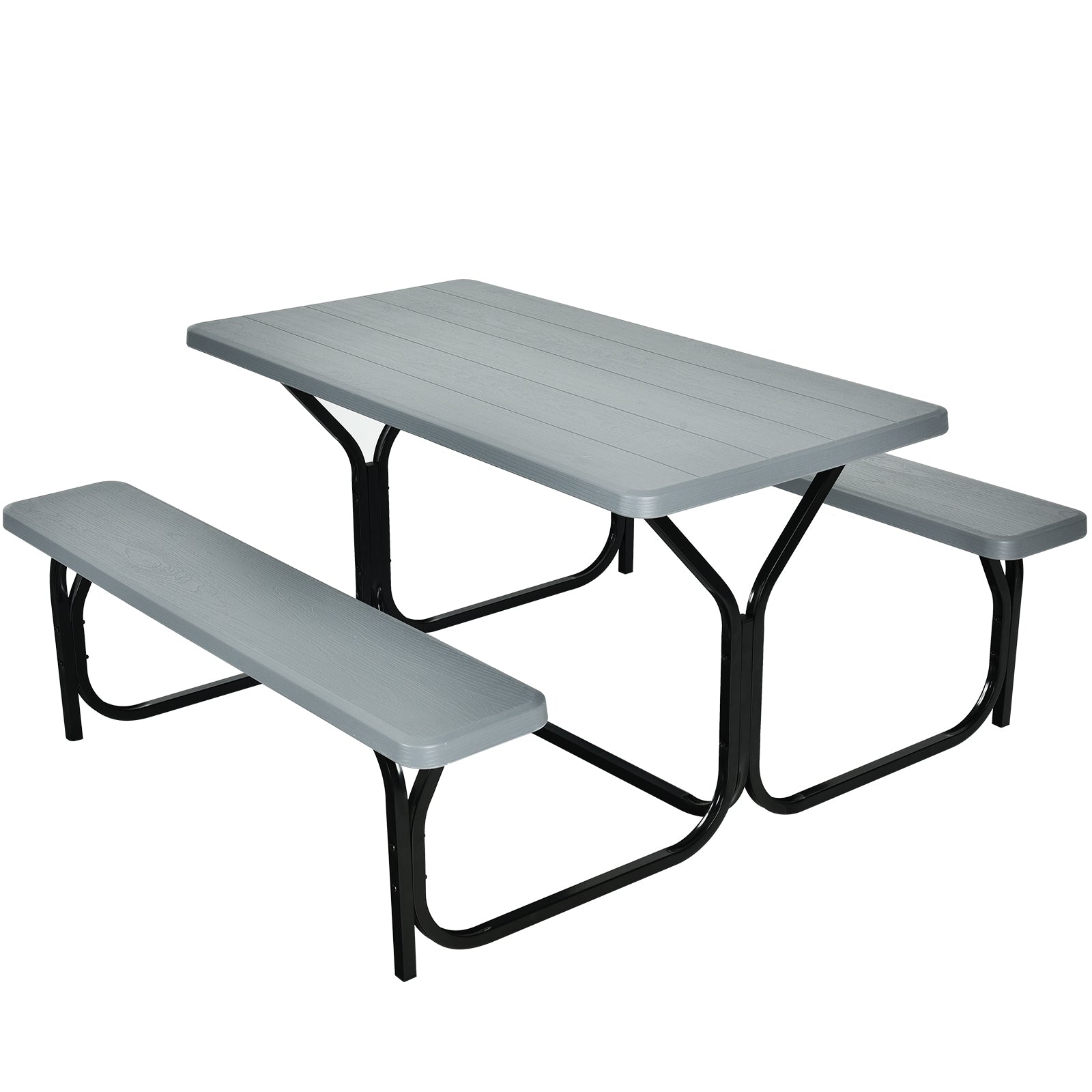 HDPE Outdoor Picnic Table Bench Set with Metal Base - available in 5 colors