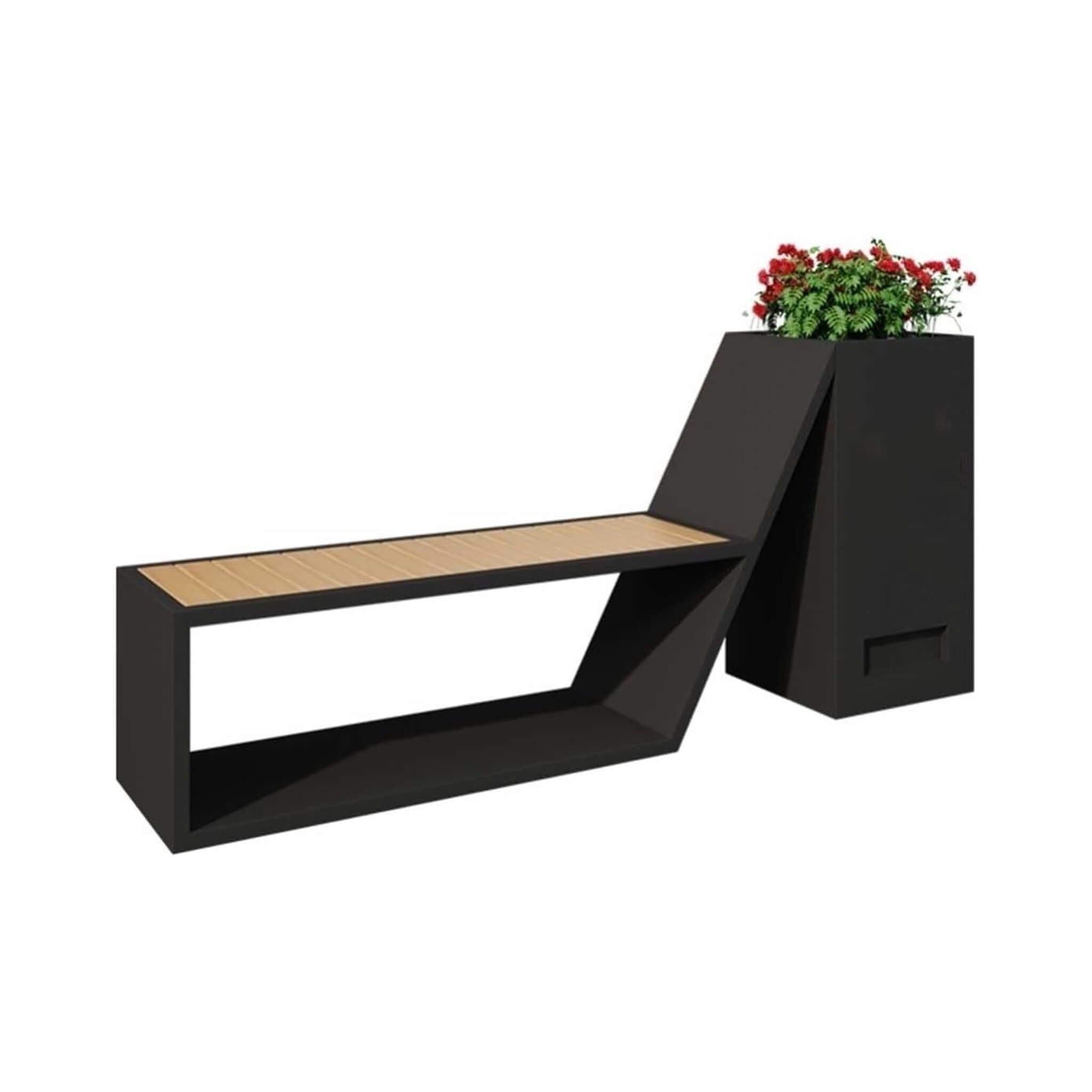 4FT Outdoor Commercial All-Weather Metal Bench With Planter Box