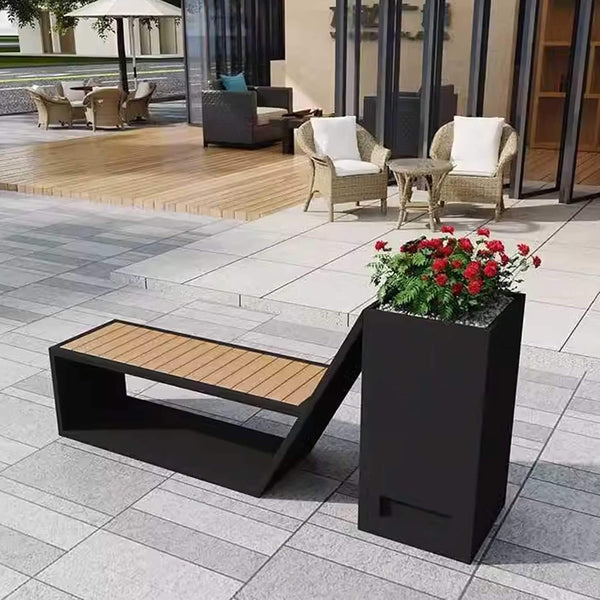 4FT Outdoor Commercial All-Weather Metal Bench With Planter Box