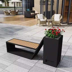4FT Outdoor Commercial All-Weather Metal Bench With Planter Box