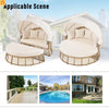 Chaise Lounge PE Rattan Iron Beige Canopy Round Daybed 800 LB