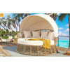 Chaise Lounge PE Rattan Iron Beige Canopy Round Daybed 800 LB