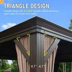Hardtop Gazebo Aluminum Brown 14 x 22ft Galvanized Steel Double Canopy