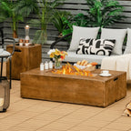 Outdoor Propane Gas Fire Table W/ Lava Rocks & Cover, 50K BTU