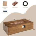 Outdoor Propane Gas Fire Table W/ Lava Rocks & Cover, 50K BTU