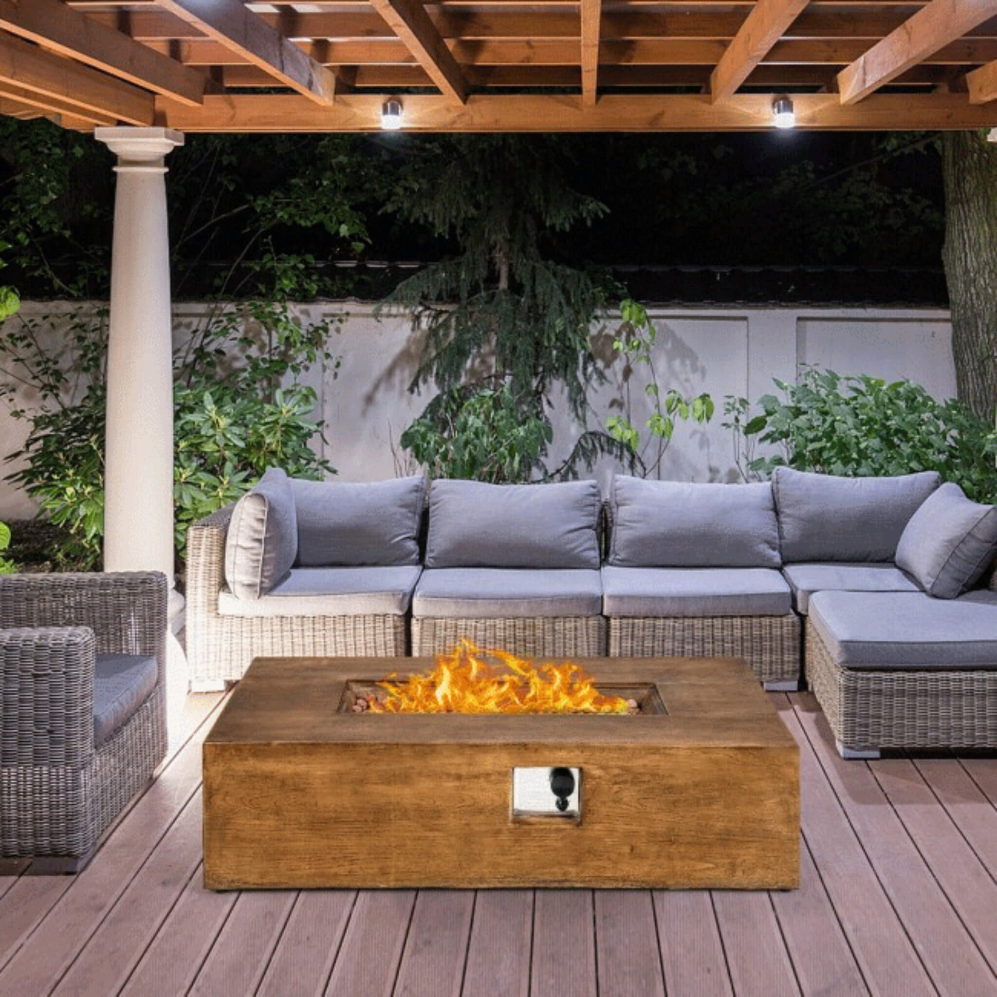 Outdoor Propane Gas Fire Table W/ Lava Rocks & Cover, 50K BTU