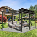 11 X 16 FT Outdoor Retractable Backyard Aluminum Metal Pergola Gazebo with Roof