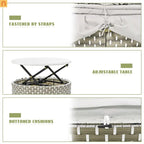 Outdoor Round Sectional Set Rattan Gray Retractable Canopy