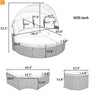 Outdoor Round Sectional Set Rattan Gray Retractable Canopy