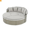 Outdoor Round Sectional Set Rattan Gray Retractable Canopy