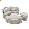 Outdoor Round Sectional Set Rattan Gray Retractable Canopy