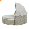Outdoor Round Sectional Set Rattan Gray Retractable Canopy