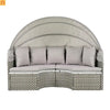 Outdoor Round Sectional Set Rattan Gray Retractable Canopy