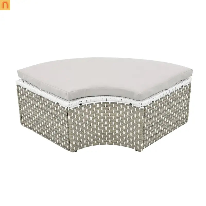 Outdoor Round Sectional Set Rattan Gray Retractable Canopy