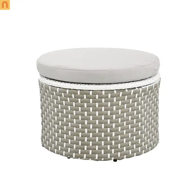 Outdoor Round Sectional Set Rattan Gray Retractable Canopy