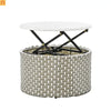 Outdoor Round Sectional Set Rattan Gray Retractable Canopy