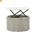 Outdoor Round Sectional Set Rattan Gray Retractable Canopy