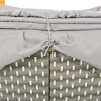 Outdoor Round Sectional Set Rattan Gray Retractable Canopy