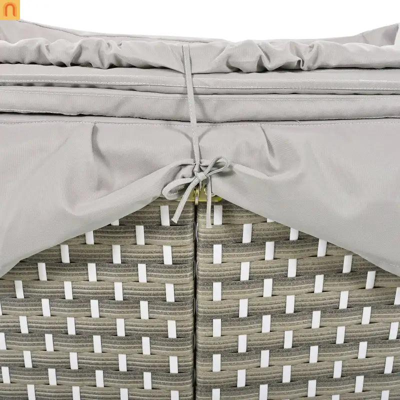 Outdoor Round Sectional Set Rattan Gray Retractable Canopy