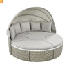 Outdoor Round Sectional Set Rattan Gray Retractable Canopy