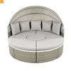 Outdoor Round Sectional Set Rattan Gray Retractable Canopy