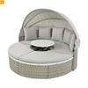 Outdoor Round Sectional Set Rattan Gray Retractable Canopy