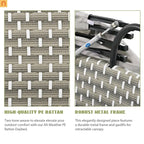 Outdoor Round Sectional Set Rattan Gray Retractable Canopy