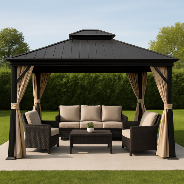 10' x 12' Hardtop Aluminum Gazebo with Double Canopy
