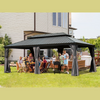 Hardtop Gazebo Aluminum Brown 14 x 22ft Galvanized Steel Double Canopy