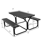 HDPE Outdoor Picnic Table Bench Set with Metal Base - available in 5 colors