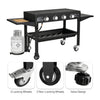 Portable Outdoor 4 Burner Propane Flat Top Gas Grill W/ Wheels, 60K BTU