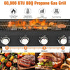 Portable Outdoor 4 Burner Propane Flat Top Gas Grill W/ Wheels, 60K BTU