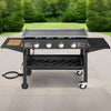 Portable Outdoor 4 Burner Propane Flat Top Gas Grill W/ Wheels, 60K BTU