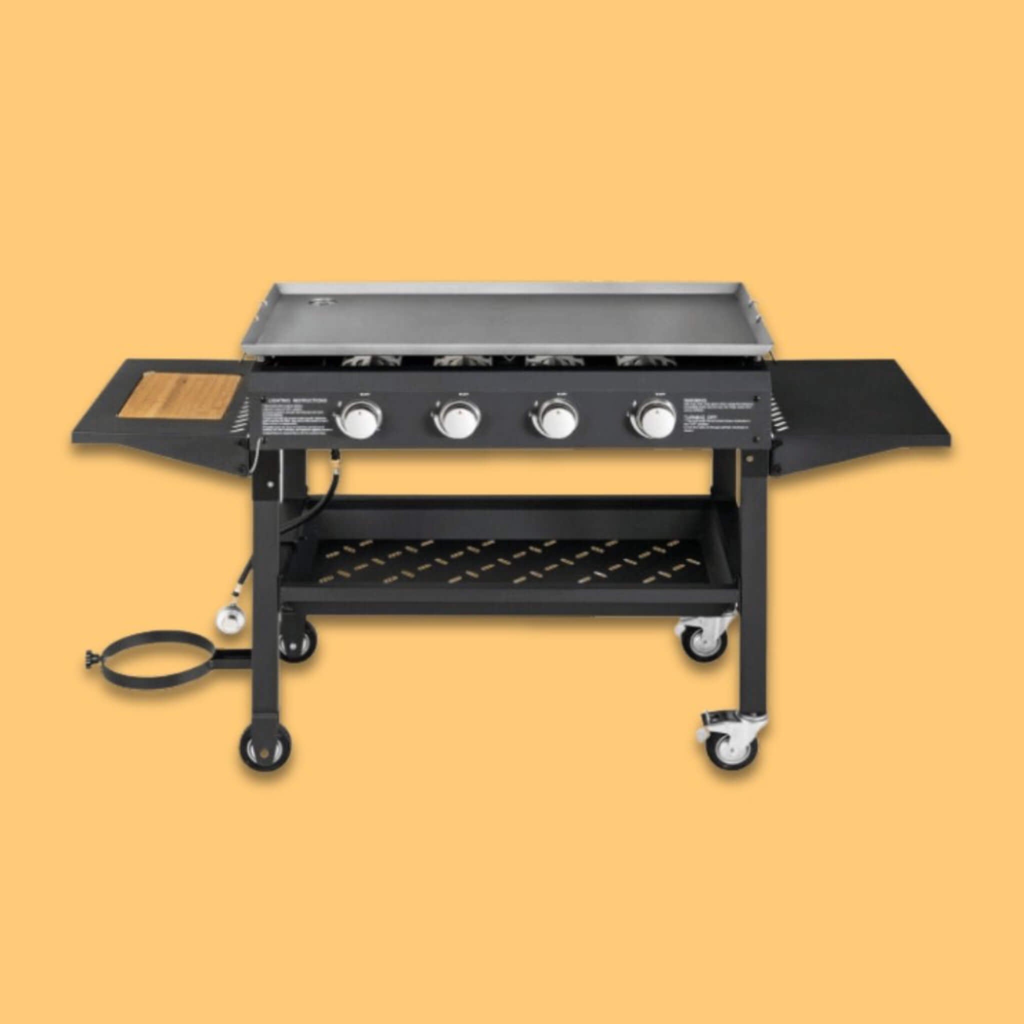 Portable Outdoor 4 Burner Propane Flat Top Gas Grill W/ Wheels, 60K BTU