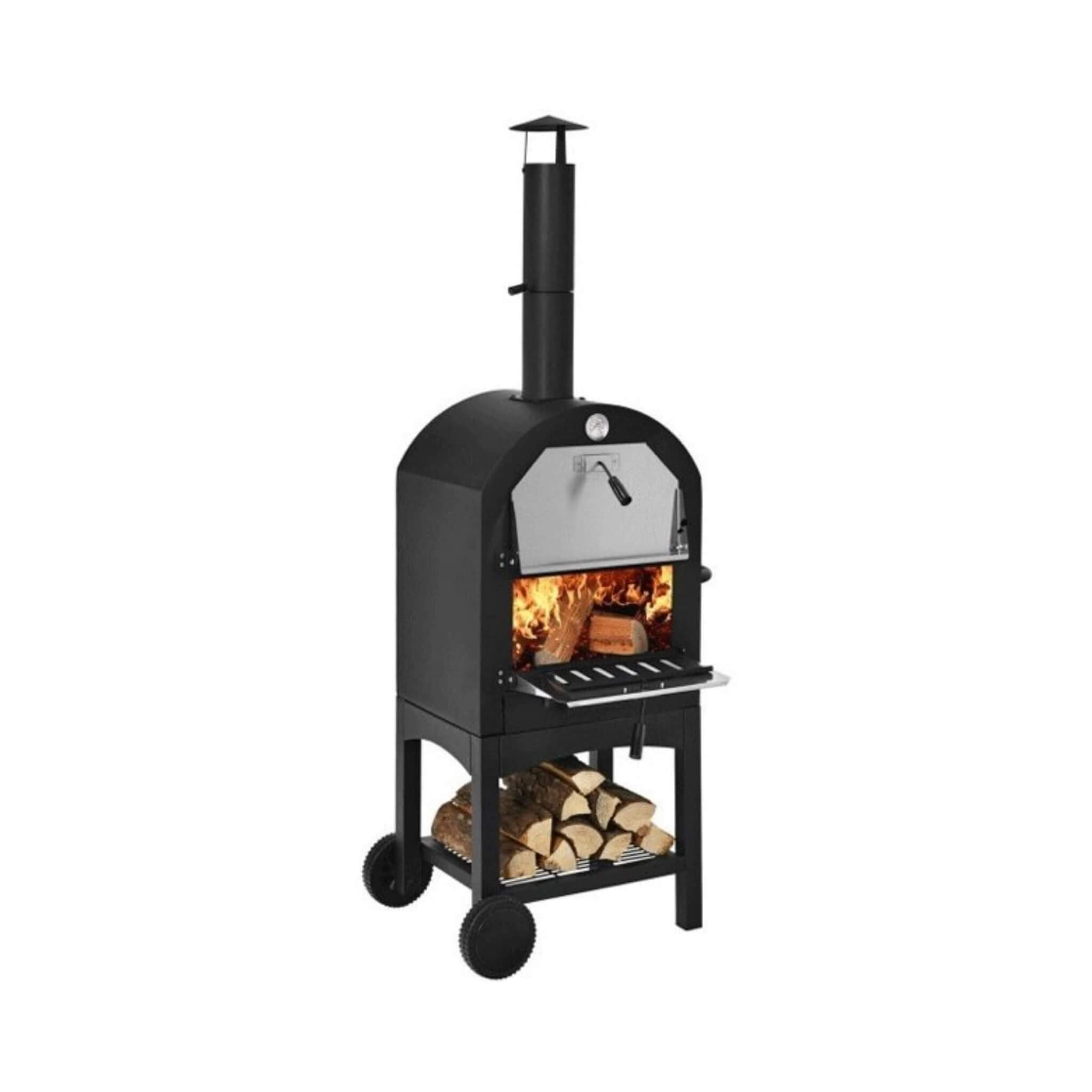 Portable Outdoor Wood Fired Pizza Oven W/ Pizza Stone & Waterproof Cover