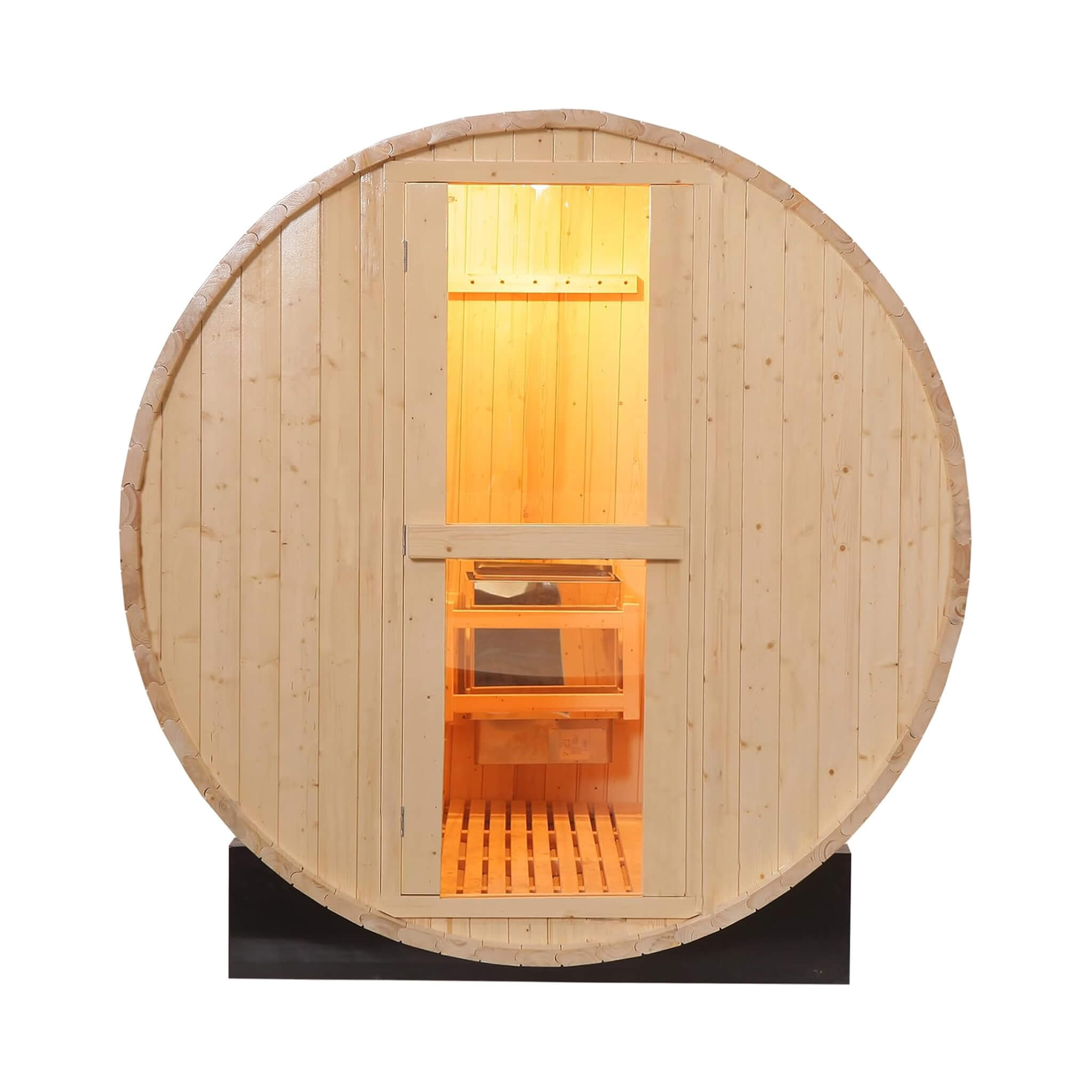 The Haven Premium All-Weather Outdoor Pinewood Barrel Sauna Kit With 4.5KW Heater And Tempered Glass Window