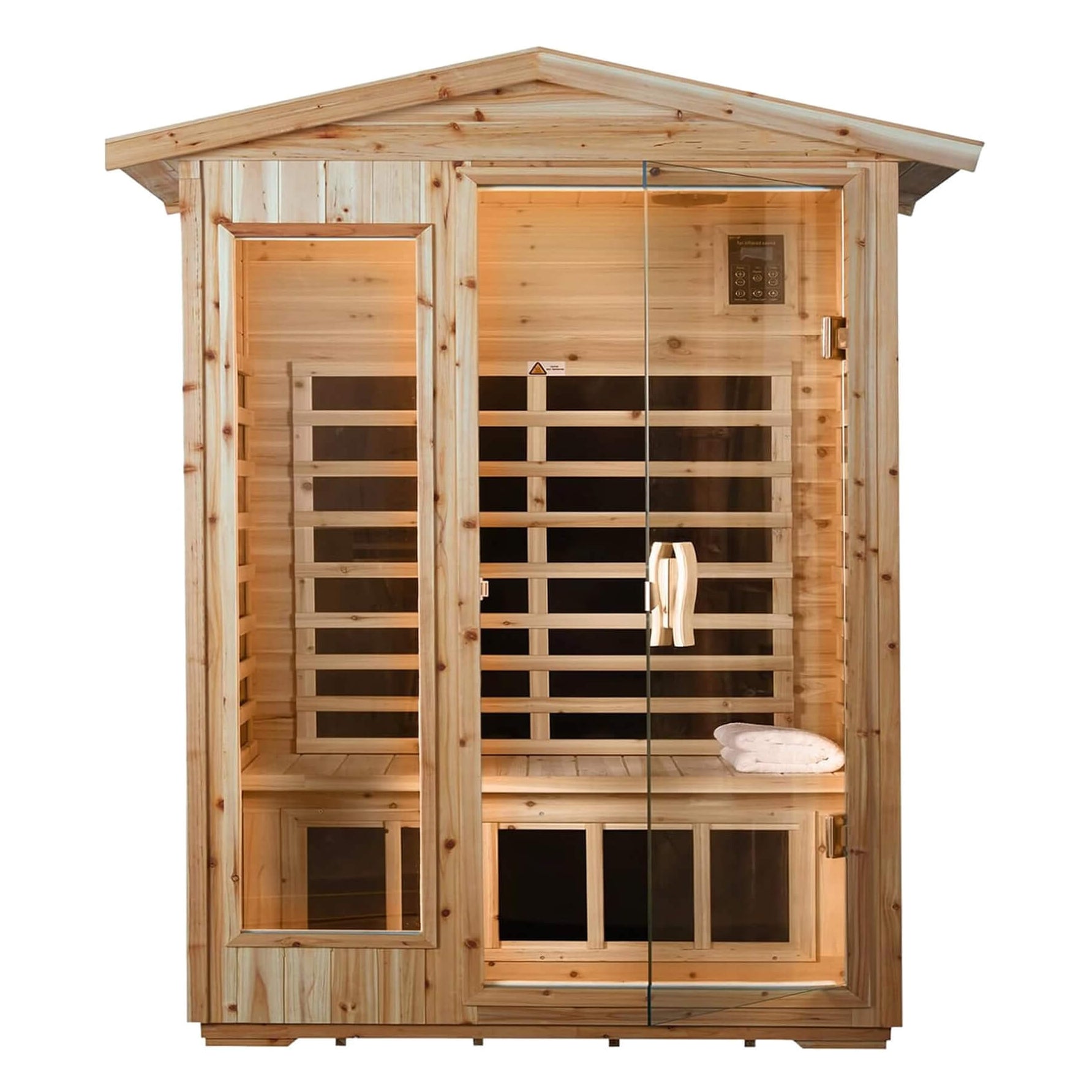 The Zorin Premium 2-Person Indoor Outdoor Low EMF FAR-Infrared Hemlock Wood Personal Home Sauna Spa