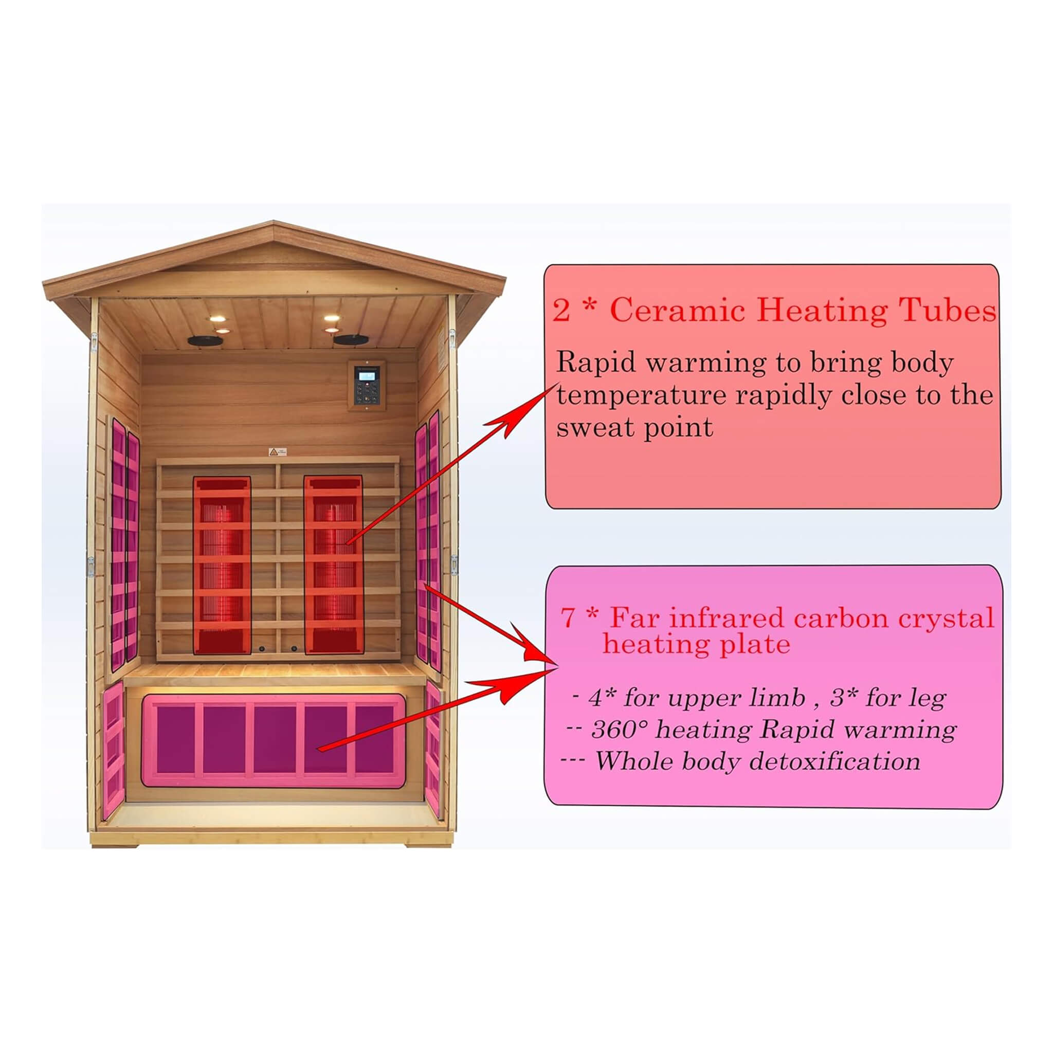 The Alveron 2-Person Outdoor Mahogany Low EMF Far Infrared Sauna with Bluetooth Audio and LED Lights