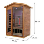 The Alveron 2-Person Outdoor Mahogany Low EMF Far Infrared Sauna with Bluetooth Audio and LED Lights