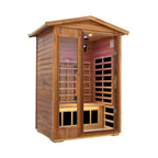 The Alveron 2-Person Outdoor Mahogany Low EMF Far Infrared Sauna with Bluetooth Audio and LED Lights