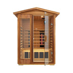 The Alveron 2-Person Outdoor Mahogany Low EMF Far Infrared Sauna with Bluetooth Audio and LED Lights